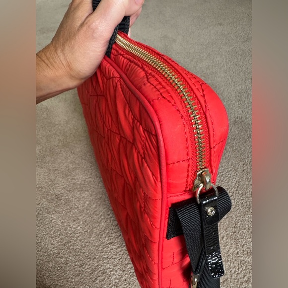 Kate Spade Quilted Bag EUC Signature Spade Quilted Chad Laptop Bag Red Orange - Picture 10 of 17